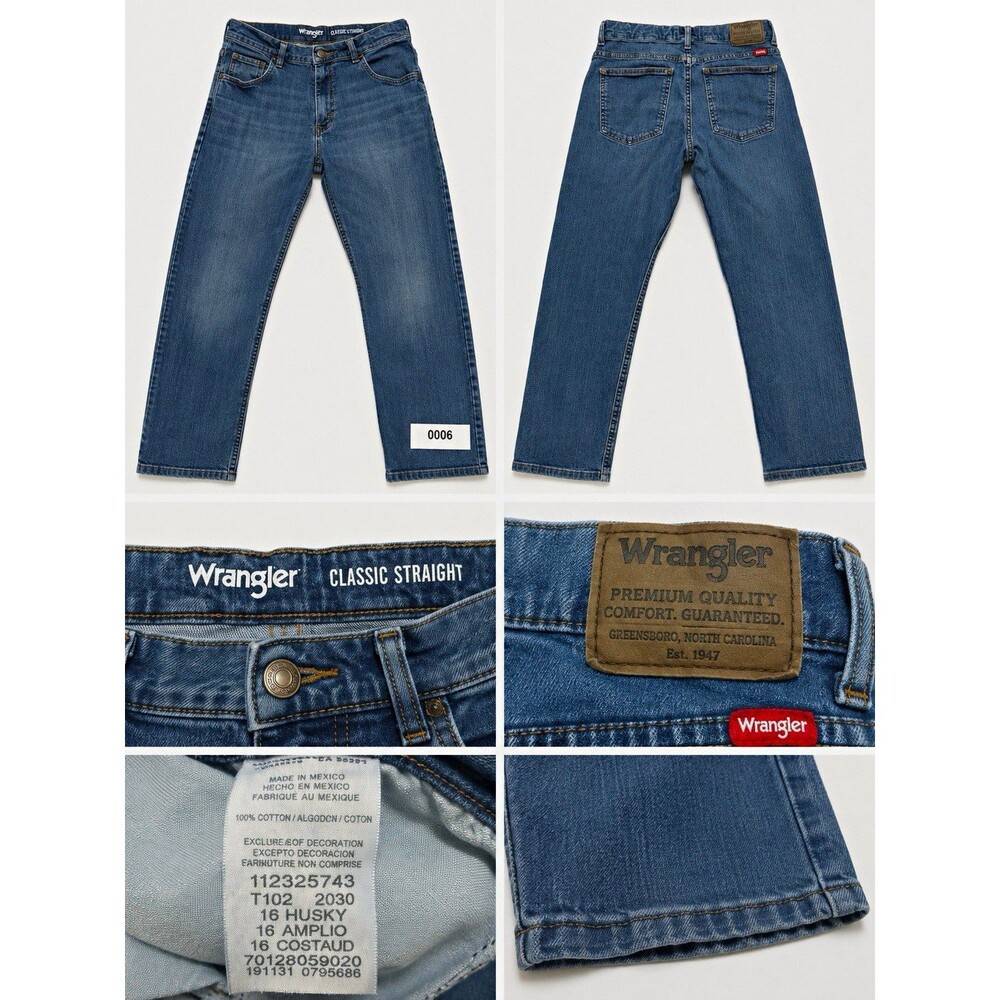Wrangler Premium Quality Teens XL Classic Fit Mid Rise Straight Blue Denim Jeans